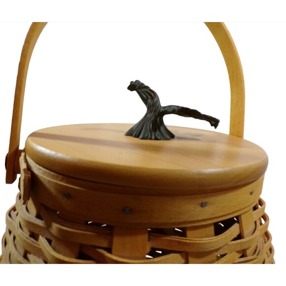 Longaberger 2000 October Fields Basket Handcrafted Wooden Lid Leaf design Fall - Picture 5 of 14